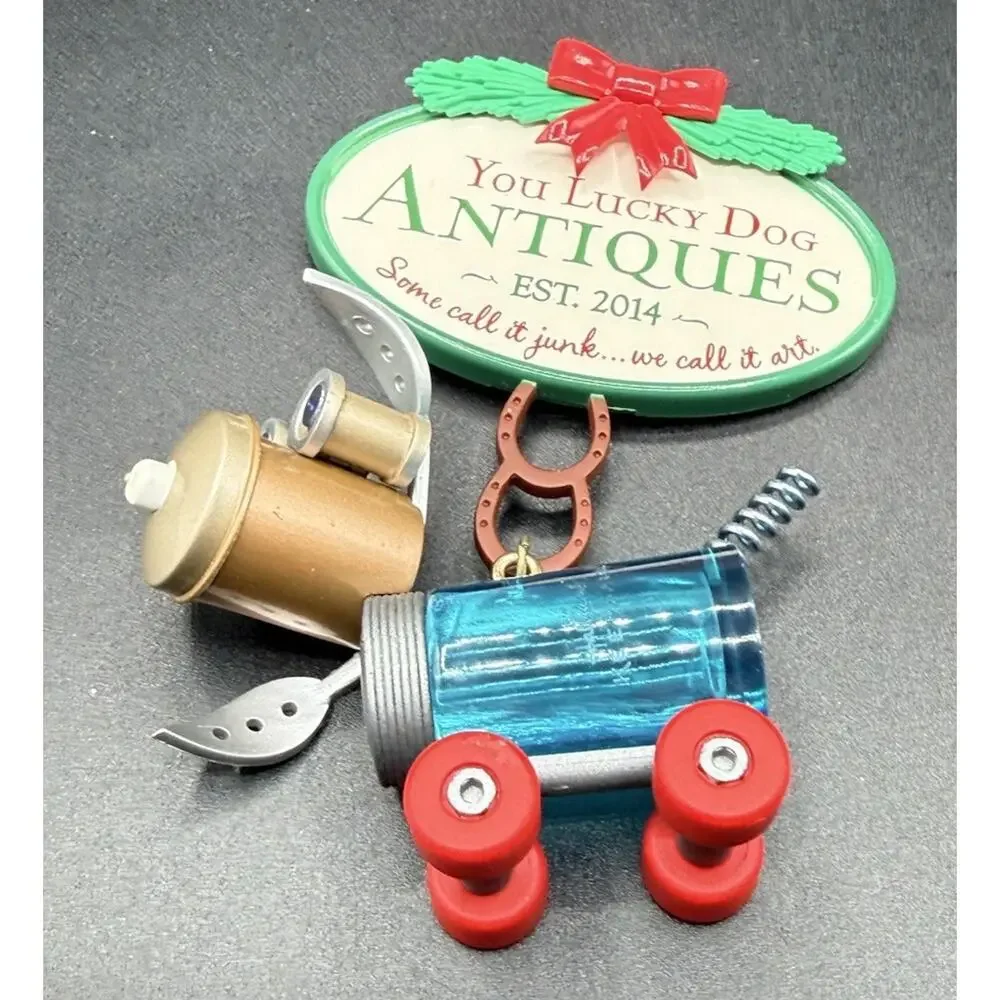 Hallmark YOU LUCKY Dog ANTIQUES Mason Jar Ornament Steampunk No Box Lo16